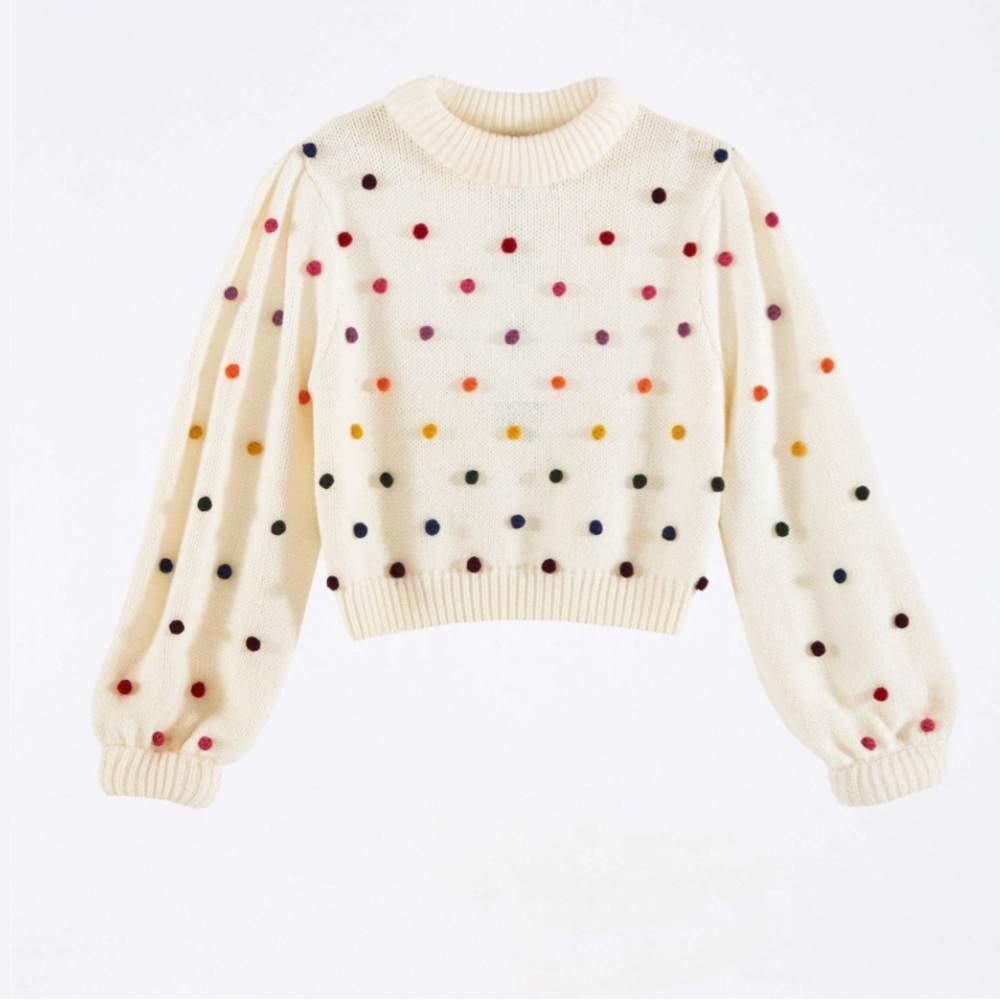 Farm rio Pom Pom sweater white size small